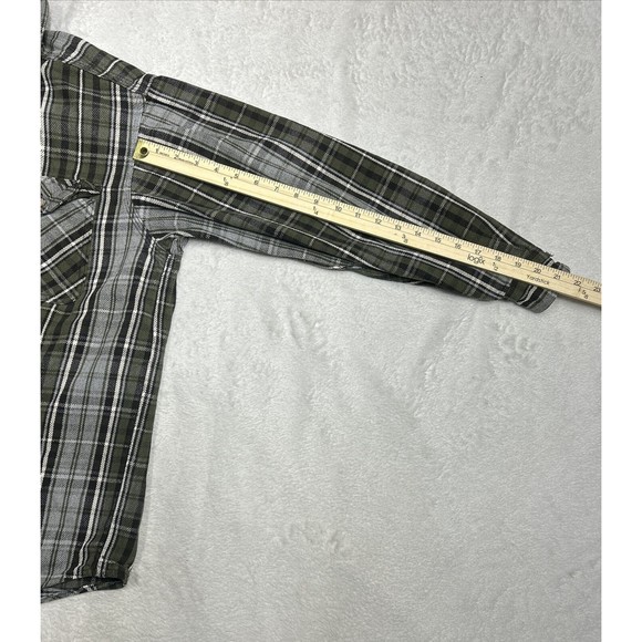 Carhartt Distressed Grunge Gray & Green Plaid Flannel Shirt Men's Size Large - Picture 8 of 9